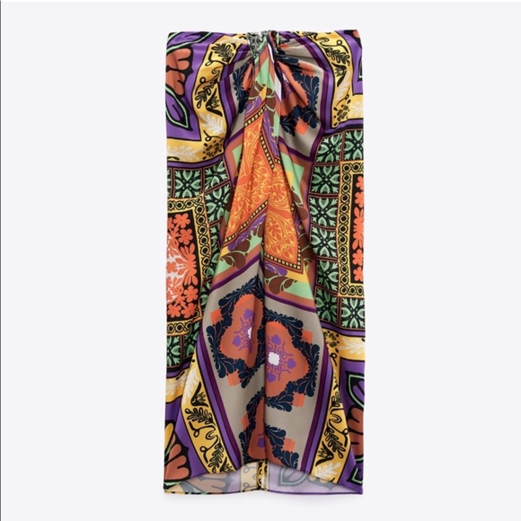 NWT Zara 2 Piece Cropped Printed Blouse and Knotted Skirt Set - Picture 9 of 16